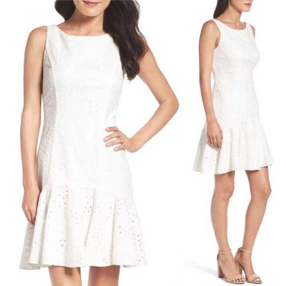 Eliza J Dresses & Skirts - NEW Eliza J White Eyelet Fit & Flare Dress 🌿